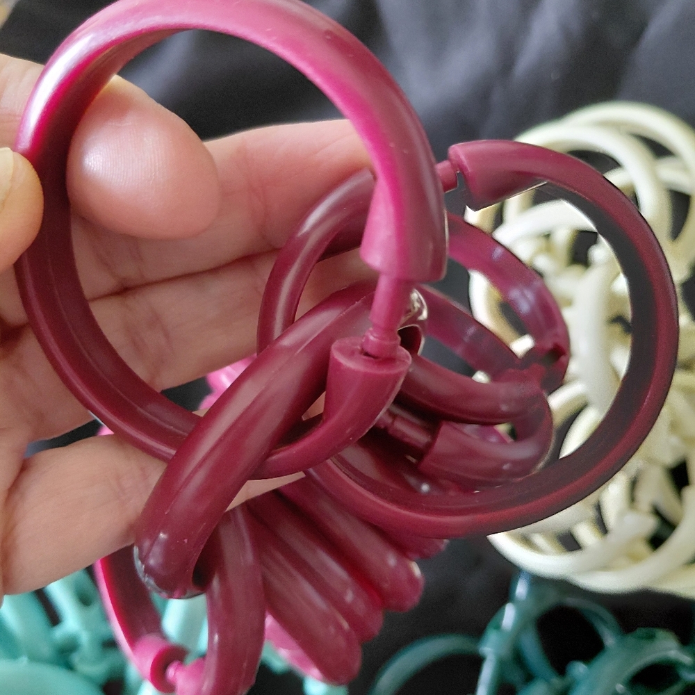 Shower Curtain Rings Pick One Set... Teal, Burgundy, Cream N Green - Picture 4 of 6